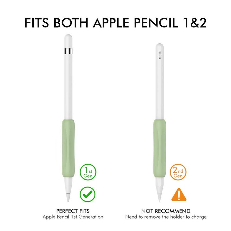 AhaStyle 3 Pack Silicone Grips Holders for Apple Pencil (USB-C) & Apple Pencil (1st / 2nd Generation) Ergonomic Protective Skin Sleeve Compatible with iPad Pen (White,Green,Pink) - Image 2